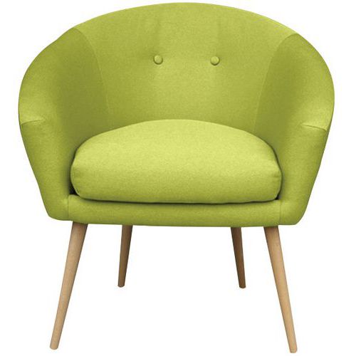 MMP - Fauteuil d'accueil Armand Tissu Pistache - 1 Place - Confort Espace Détente - Pieds Hêtre
