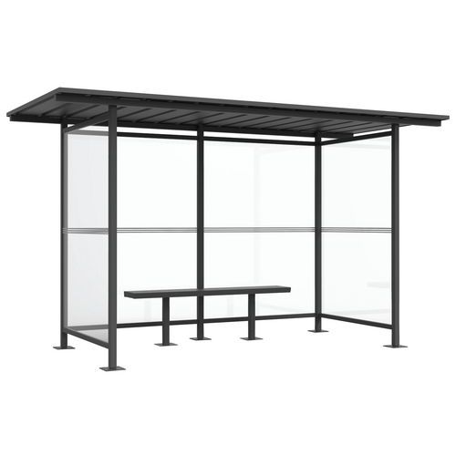 Abri Bus Bellecombe Toiture Plate 308x160+banc 180 Anthr