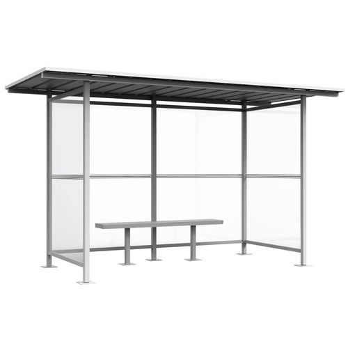 Abri Bus Bellecombe Toiture Plate 308x160+banc 180 Blanc