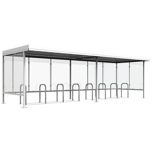 Abri Vélo/moto Beaulieu Vitré 3 Côtés 760x250 Blanc+ 2 Supports