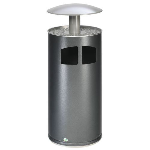 Cendrier Poubelle 75 L Avec Toit Argent - H111 Cm - Argent