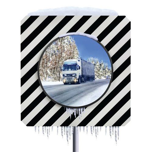 Miroir Agglomération Antigivre-antibuée Cadre Noir Et Blanc Ã˜ 600 Mm