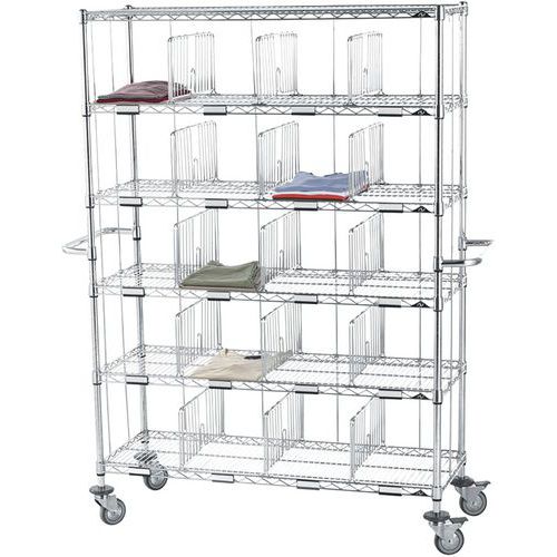 Sclessin Fonction Linge - Chariot de distribution du linge individuel 15 casiers - Acier - 4 roues pivotantes - Charge 250 kg