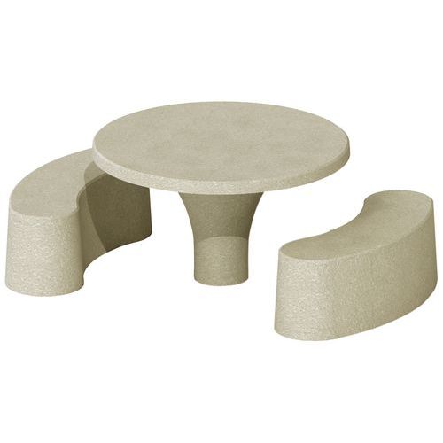 Table bancs Sanef Béton Jaune - 8 Personnes - 229cm - Mobilier d'extérieur Robuste et Durable