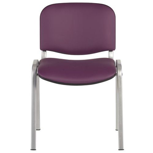 GMCE - Lot de 5 Chaises Cluny Prune - Piètement Gris Alu - PVC M1 - Empilable - Lavable à l'éponge - 46x46cm