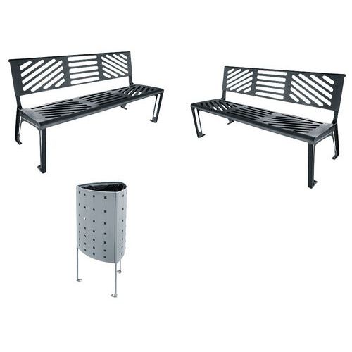 Pack 2 Bancs Kessen 170 Cm + 1 Poubelle Argo 45 Litres