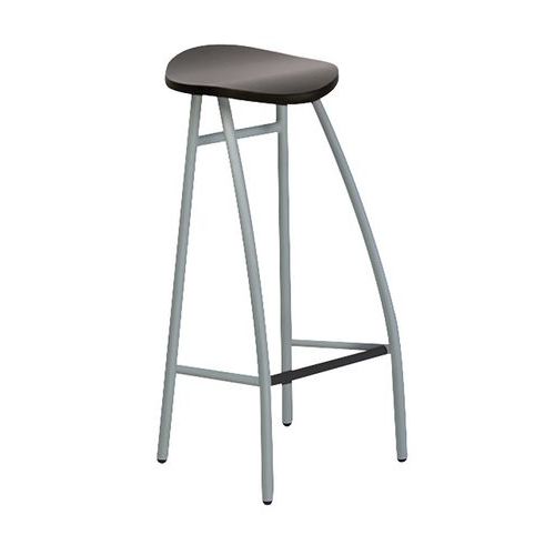 Tabouret Diablo Hauteur 80 cm Wengé - Piètement Gris - Assise Bois Massif - Mobilier Restauration