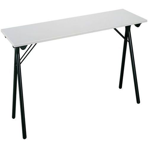 Table pliante Stage 160x40cm Gris Pieds Noirs - Plateau Mélaminé 19mm - Éco-responsable - Garantie 5 ans