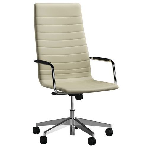 Fauteuil Visual Beige Dossier Haut Piètement Chromé