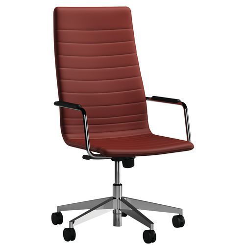 Fauteuil Visual Rouge Dossier Haut Piètement Chromé