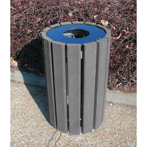 Poubelle D'extérieur Escapade Ronde Porte Sac 90 L Couvercle à Clé Gris