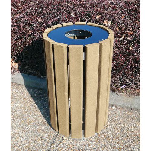 Poubelle D'extérieur Escapade Ronde Porte Sac 90 L Couvercle à Clé Sable