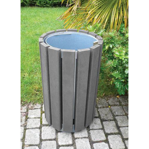 Poubelle D'extérieur Escapade Ronde Bac 70 L Cadenas Sans Couvercle Gris