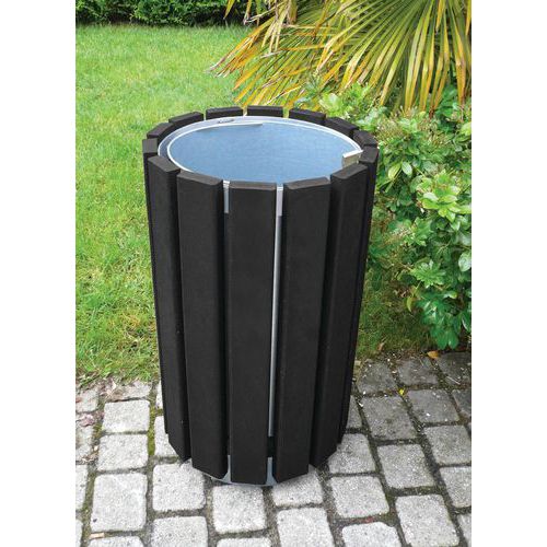 Poubelle D'extérieur Escapade Ronde Bac 70 L Cadenas Sans Couvercle Noir