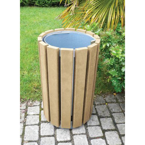 Poubelle D'extérieur Escapade Ronde Bac 70 L Cadenas Sans Couvercle Sable