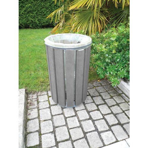 Poubelle D'extérieur Escapade Eco Ronde 90 L Fixation Par Ã‰lastique Gris