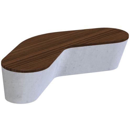 Banquette Translation 220 cm - assise bois exotique - béton blanc lisse Banquette Translation 220 cm - assise bois exotique - béton blanc lisse