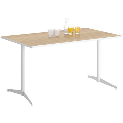 Table Tamaris 140 X 80 Pl.chêne Nat./blanc Piet.blanc/blanc