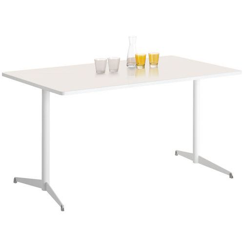 Table Tamaris 140 X 80 Pl.blanc/blanc Piet.blanc/argent