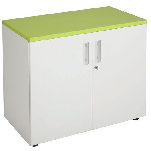 Armoire 2 Ptes Linéo 1 Tablette Bois Ht. 72 Blanc+top Anis