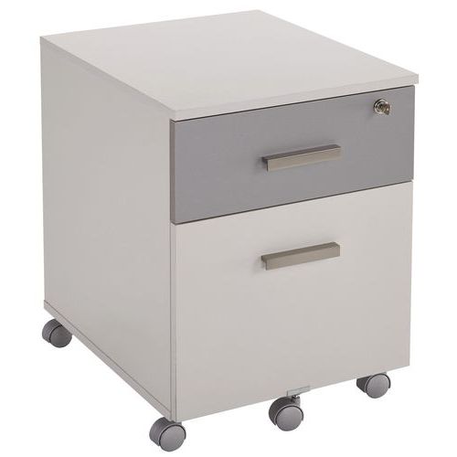 Caisson Mobile Linéo 2 Tiroirs 53 Cm Blanc 1 Façade Alu