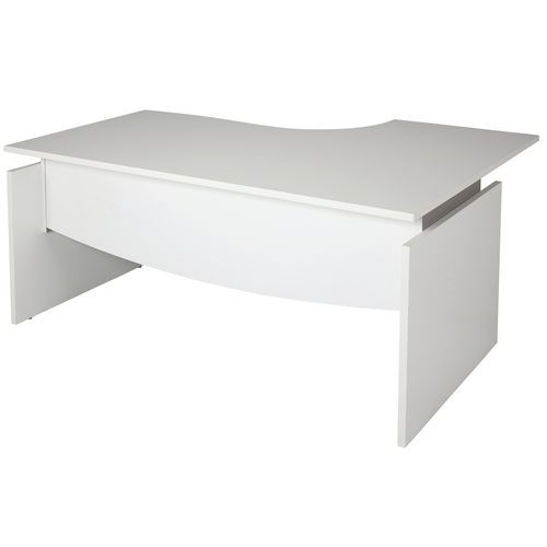 Simmob - Bureau asymétrique Linéo L. 160 cm retour gauche Blanc/Alu - Ergonomique et Éco-responsable - 5 ans garantie