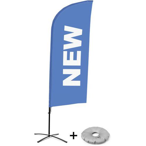 Showdown Displays - Drapeau de plage avec pied en croix - Bleu Anglais - Aluminium 295cm - Signalisation durable
