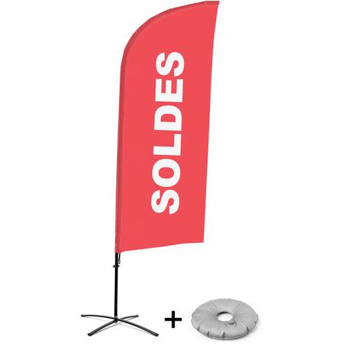 Showdown Displays - Drapeau de plage avec pied en croix - Rouge - Aluminium 295cm - Français