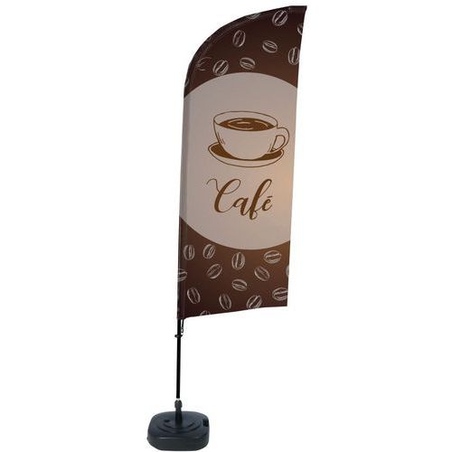 Showdown Displays - Drapeau de plage remplissable Café - Aluminium Marron - Hauteur 330 cm - Français