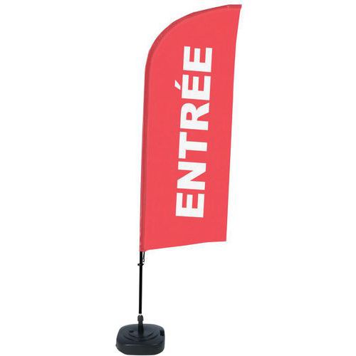 Showdown Displays - Drapeau de plage base remplissable Entrée - Rouge - Aluminium 330cm - Signalisation Bilingue Français