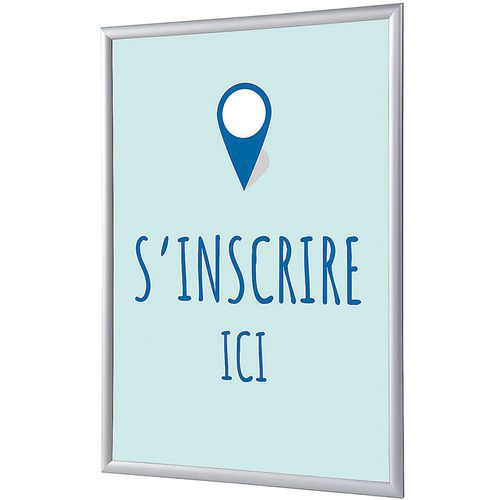 Showdown Displays - Cadre Clic-clac S'inscrire ici A4 Bleu Aluminium - Éco-responsable - 24.1 x 32.8 cm