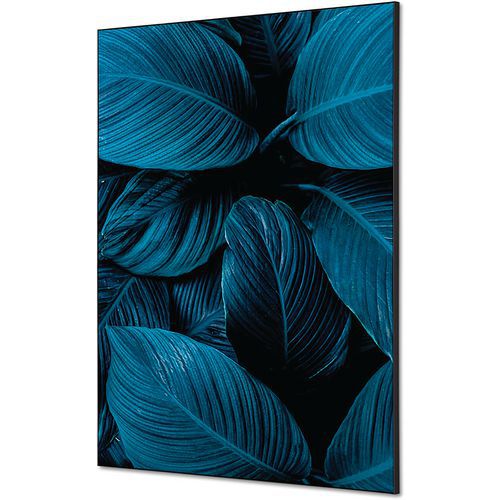 Showdown Displays - Cadre décoratif Feuillage Tissu Bleu - 59,4x84,1cm - 1,96kg - Décoration Murale Élégante