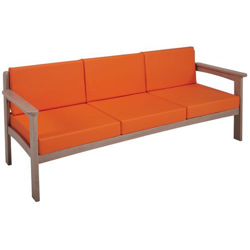 Canapé 3 Places Autize Structure Taupe Pvc Orange