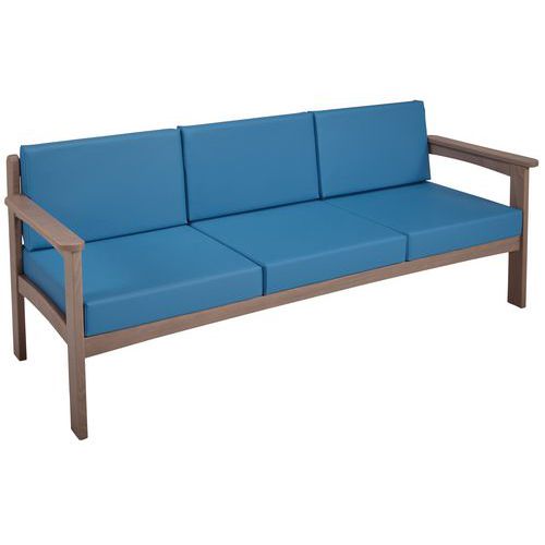 Canapé 3 Places Autize Structure Taupe Pvc Pétrole