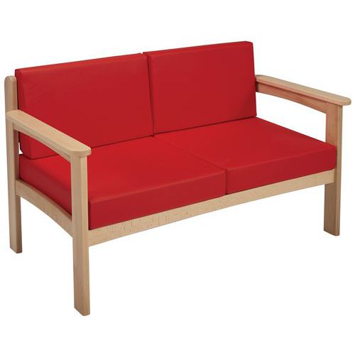 Canapé 2 Places Autize Structure Naturel Pvc 664 Rouge
