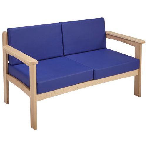 Canapé 2 Places Autize Structure Naturel Pvc Bleu