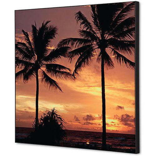 Showdown Displays - Cadre décoratif tissu Coucher de Soleil Palmiers - 40x40cm - Tissu résistant, Emballage recyclé