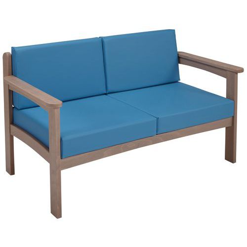 Canapé 2 Places Autize Structure Taupe Pvc Pétrole