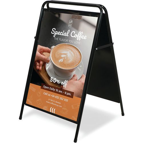 Showdown Displays - Chevalet Magnétique Acier Noir 70x100 cm - Mobile et Pratique
