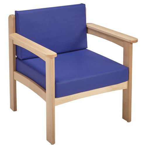 Fauteuil Autize Structure Naturel Pvc Bleu