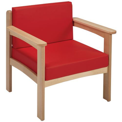 Fauteuil Autize Structure Naturel Pvc Rouge