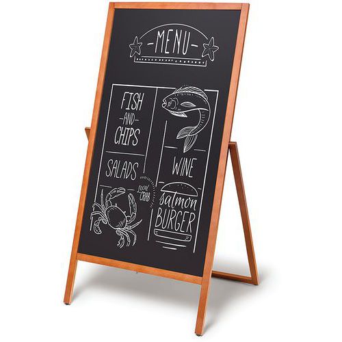 Showdown Displays - Chevalet en bois Flip - 68x140 cm - Beige - Présentoir stable et élégant