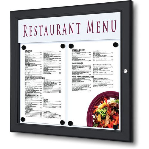 Showdown Displays - Porte menu mural extérieur aluminium noir - 2xA4 paysage - Résistant intempéries