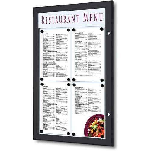 Showdown Displays - Porte-menu mural extérieur aluminium noir - Format portrait 4xA4 - Résistant intempéries