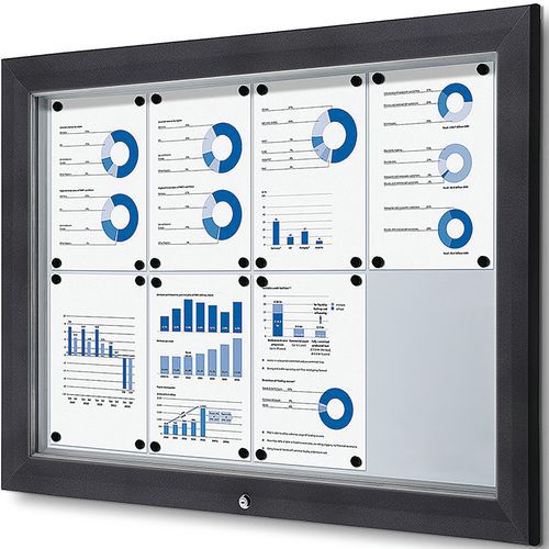 Showdown Displays - Vitrine Extérieure Verrouillable - 102.5x76 cm - Magnétique - Aluminium - Gris RAL 7016