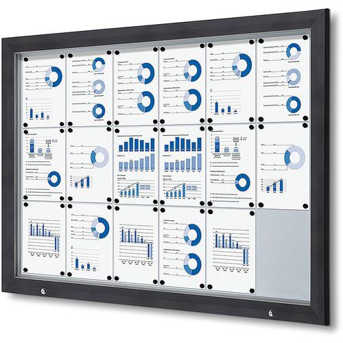Showdown Displays - Vitrine Extérieure Verrouillable - 18xA4 Anthracite - Magnétique - Plexiglas