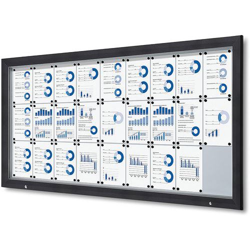 Showdown Displays - Vitrine Extérieure Verrouillable - 27xA4 Anthracite - Magnétique - Plexiglas