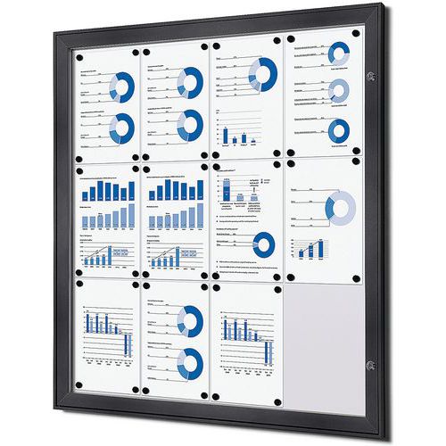 Showdown Displays - Vitrine Intérieure Verrouillable 12xA4 Magnétique Aluminium Noir - 100.4x96.1cm - Sécurisée et Pratique