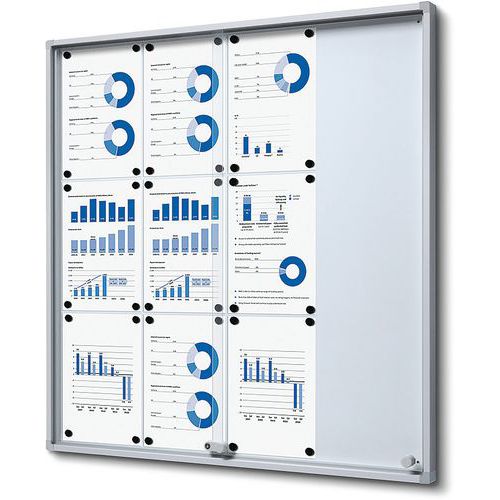Showdown Displays - Vitrine Verrouillable Sécurisée - 12xA4 Magnétique Aluminium Blanc - 94.8x90.6cm