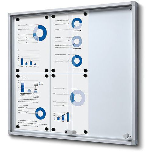 Showdown Displays - Vitrine Verrouillable Sécurisée - 6xA4 Blanc Aluminium Magnétique - 64x69cm